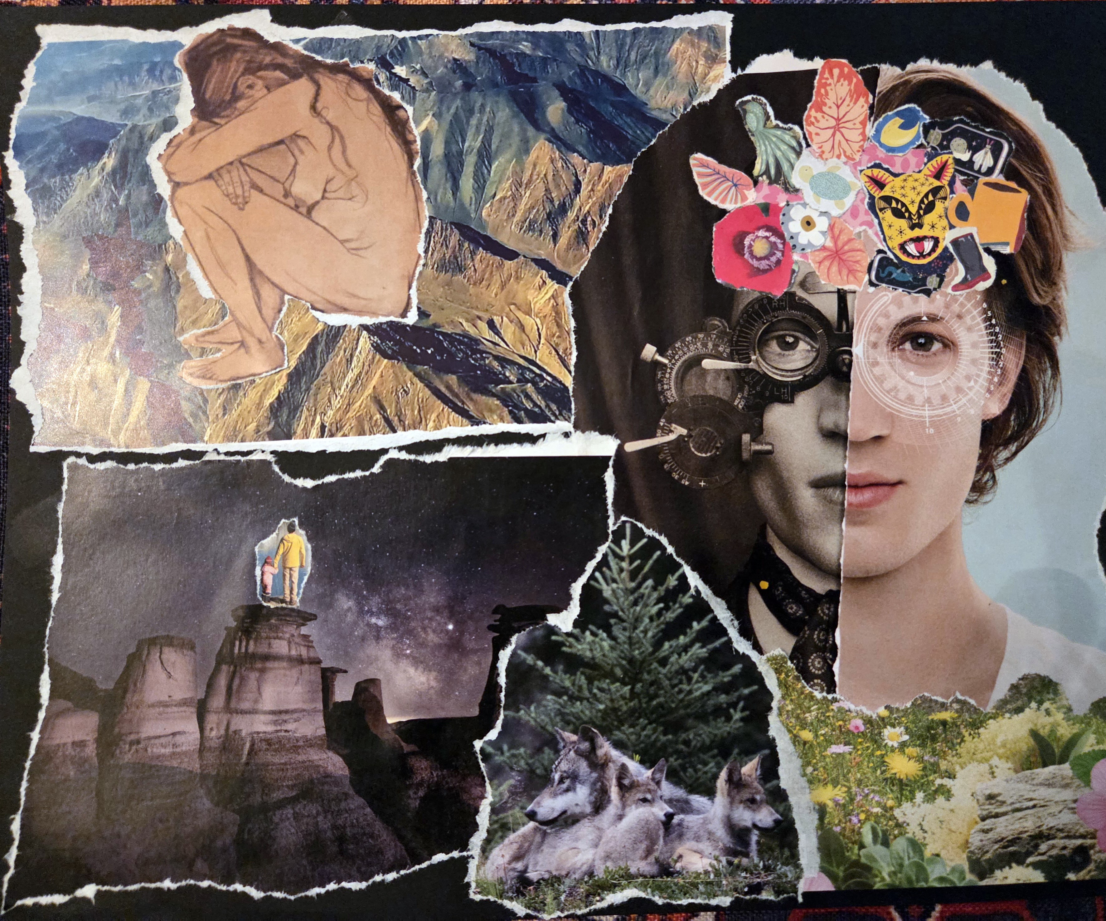 Block print of crowd watching fireworks